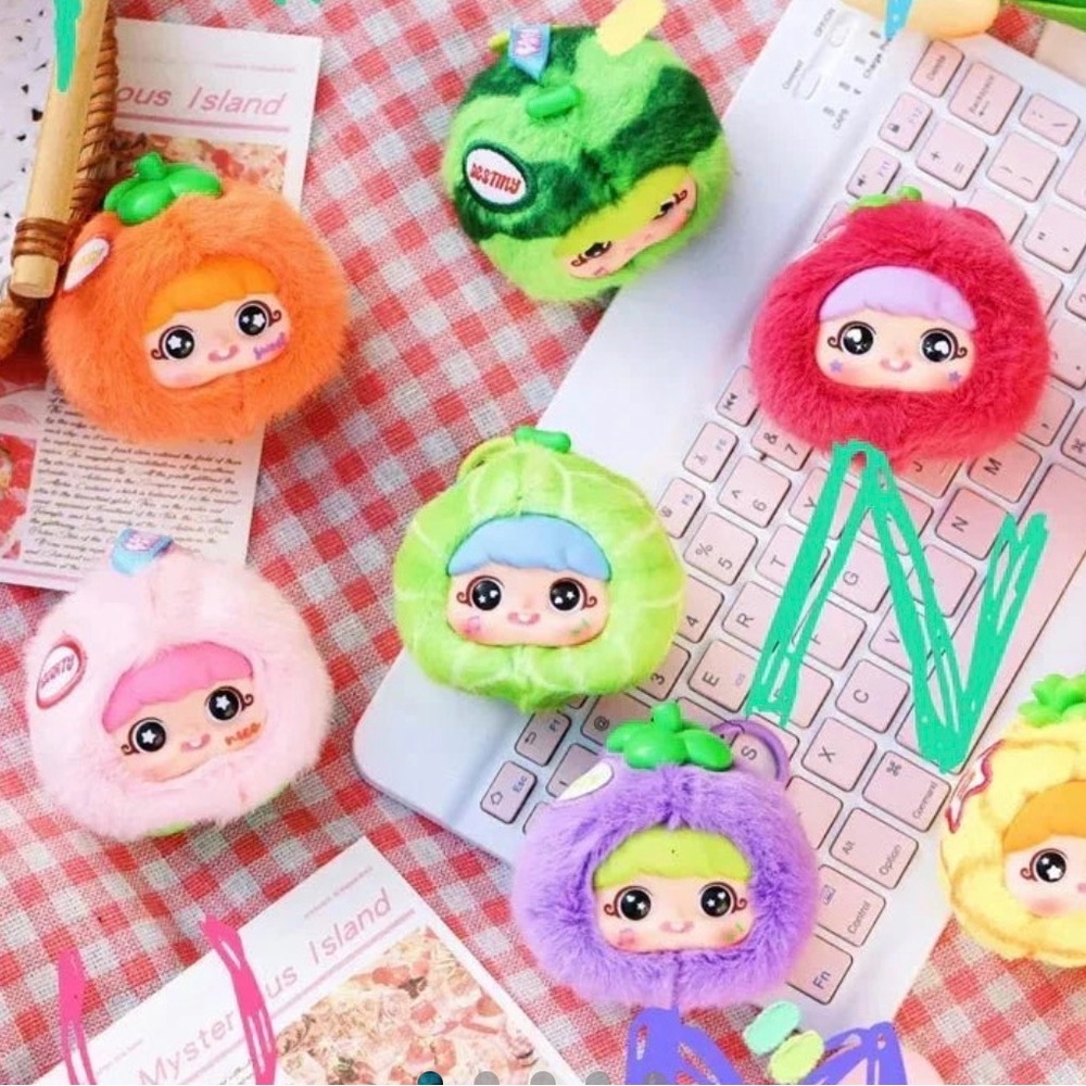 Yaya Fun Fruits Light Pink/Green Plush Toy NIB - Picture 2 of 3
